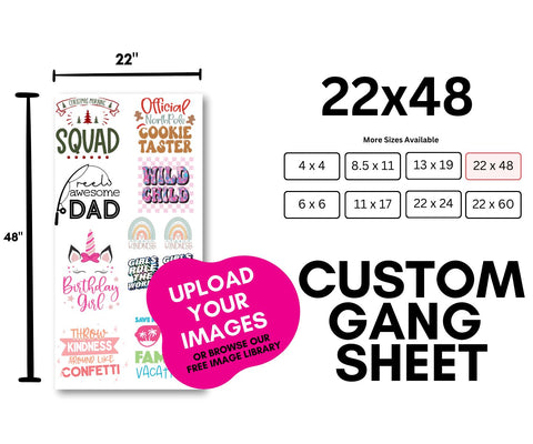 Custom Iron On / DTF Transfer Gang Sheet Builder Physical So Fontsy T-Shirt Iron-On Transfer Shop 22 x 48